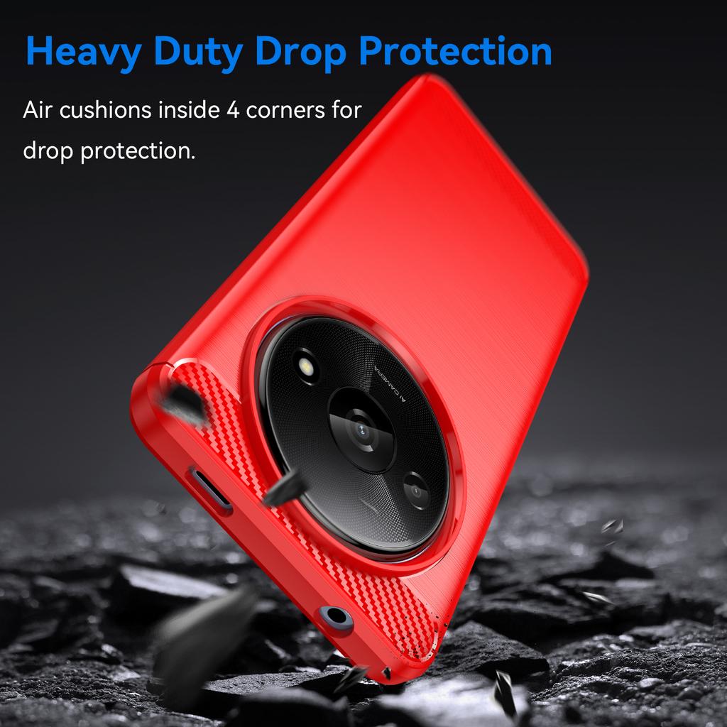 For Xiaomi Redmi A3 4G/Poco C61 4G TPU Case Brushed Carbon Fiber Texture Phone Cover