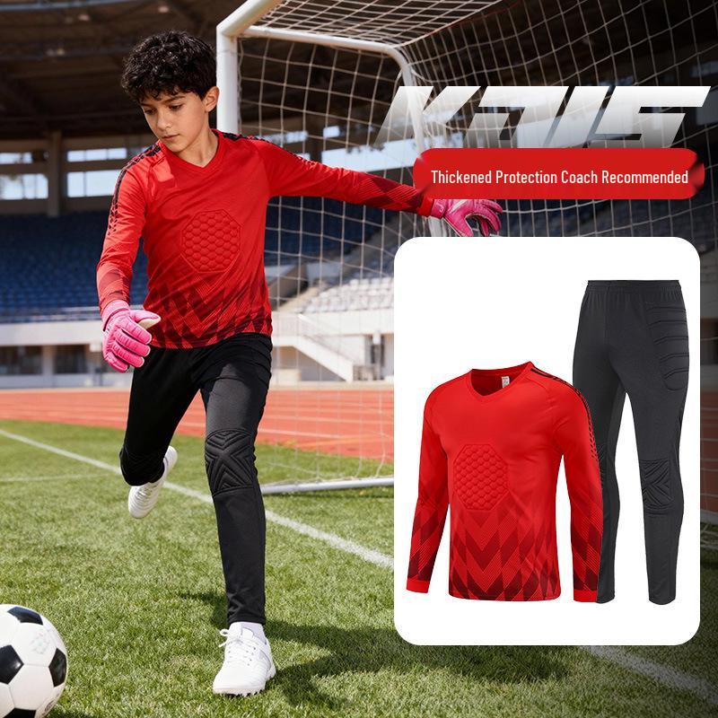 Kids' Long-Sleeve Goalkeeper Uniform with Chest Protection for Football Training