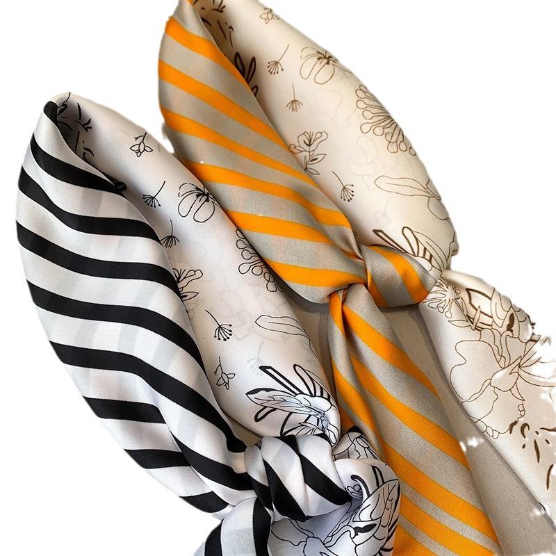 1116 new spring and autumn small floral temperament small silk scarf women's headband decorative scarf 71 square scarf dual-purpose shawl headband