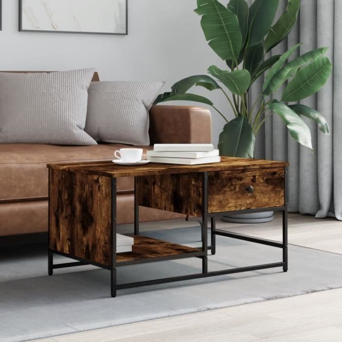 VidaXL Table basse chêne fumé 85,5x51x45 cm bois d'ingénierie 835341
