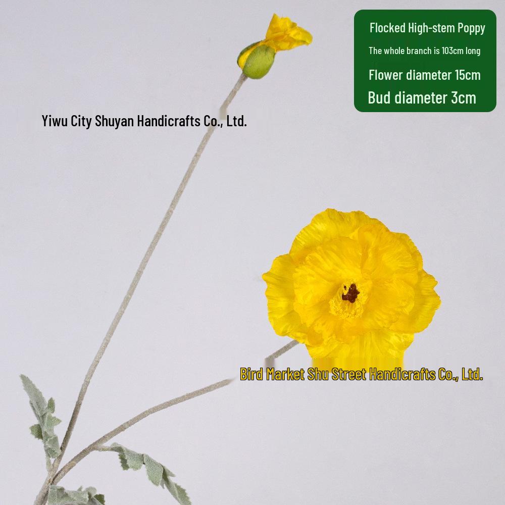 Large Flocked Silk Poppy Artificial Flower for Home or Venue Decoration, Floor Standing Prop