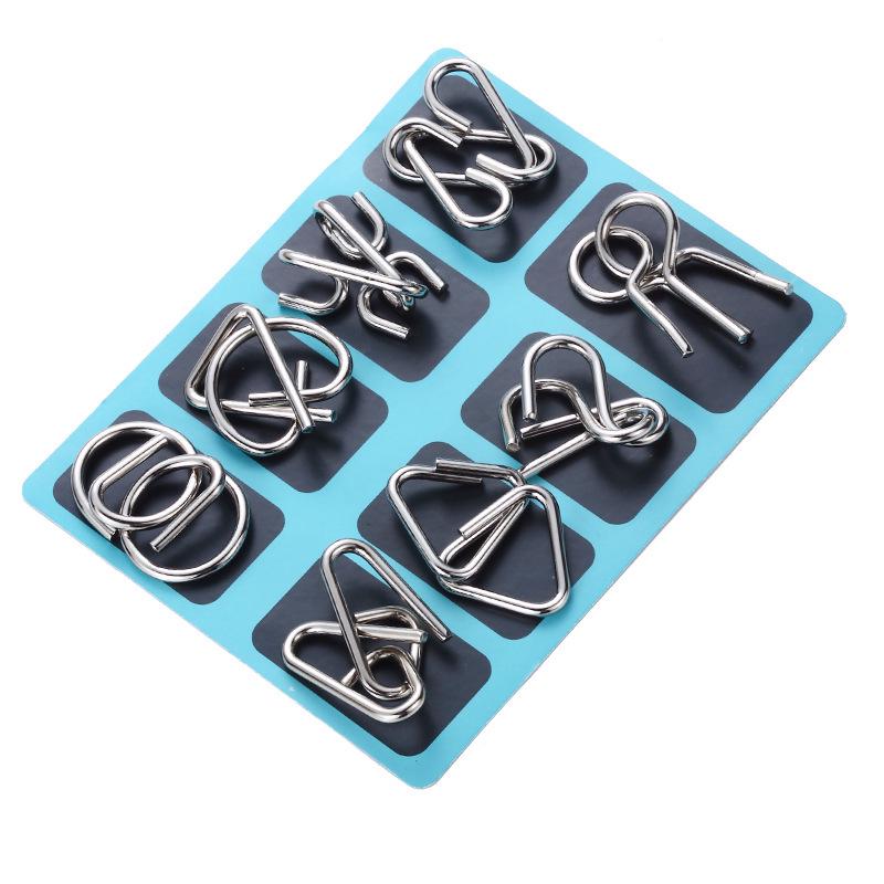 Nine-Ring Metal Puzzle - Eight-Piece Disentanglement Brain Teaser Set