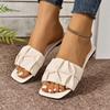 Women's Plus Size 2025 Summer Casual One-Strap Pleated Flat Slippers - Fashionable & Comfortable