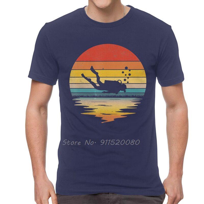 

Vintage Retro Scuba Diving Tshirt Men Harajuku T Shirt Short Sleeve Cotton Funny 80s Scuba Diver Gift Dive Lover Tshirt Tee Top 3XL