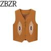 Zbzr Spring New Women Clothes Western Style Fashion Chic Stacked Fashionable Waistcoat Vest Button Embroidery Vest