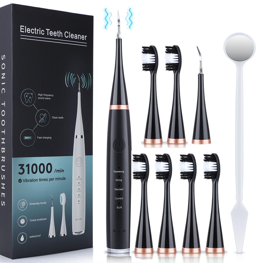 6 in 1 Ultrasonic Dental Cleaner Scaler Dental Tartar Remover Electric Toothbrush Sonic Teeth Plaque Cleaner Tooth Cleaner