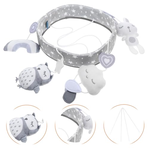 Crib Mobile with Cartoon Clouds Rainbow Rabbits Owl, Baby Nursery Decor, Newborn Soothing Toy, Musical Mobile for Infants