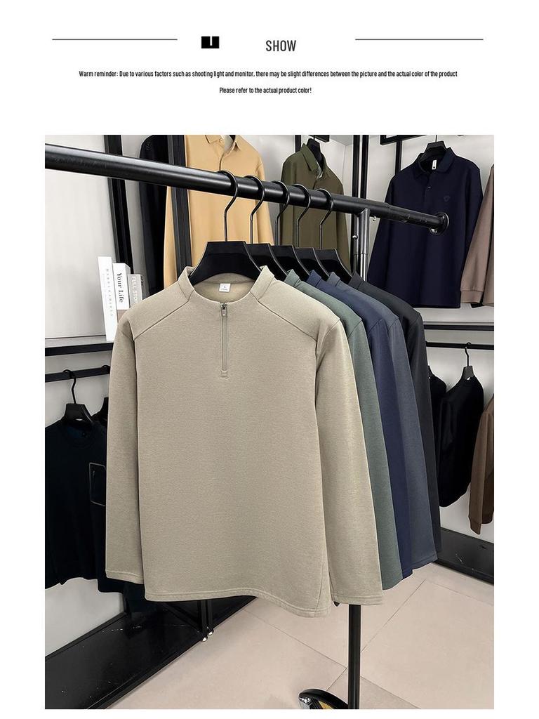 Men's 2025 Half-Zip Hoodie: New Autumn/Winter Long Sleeve Stand Collar Casual Shirt