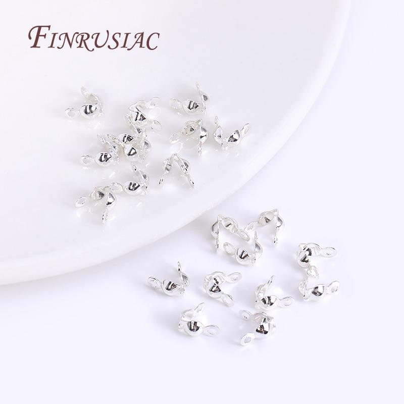Jewelry Connector Clip Clasp Fittings Components 18K Gold Plated Ball Chain End Connector Crimp Bead Tip Knot Cover
