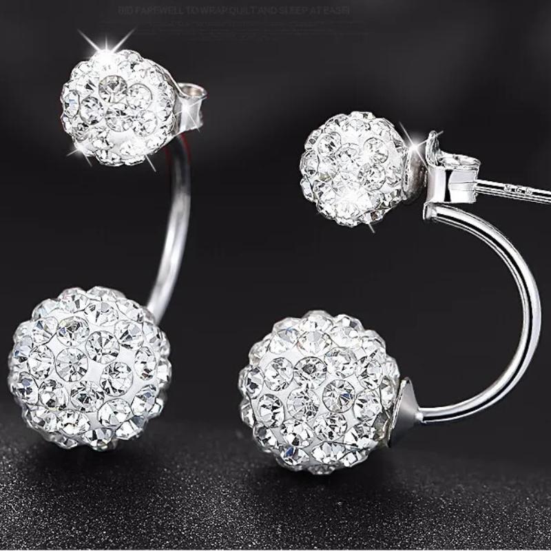 Promotion 925 Sterling Silver Fashion U Bend Shiny Shambhala Ball Ladies Stud Earrings Jewelry Free Wholesale Gifts