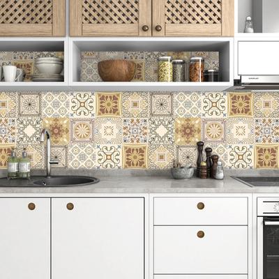 10 Pcs Tile Stickers Kitchen Bathroom Living Room Decorative Wall Stickers Waterproof Oil Resistant Wall Stickers