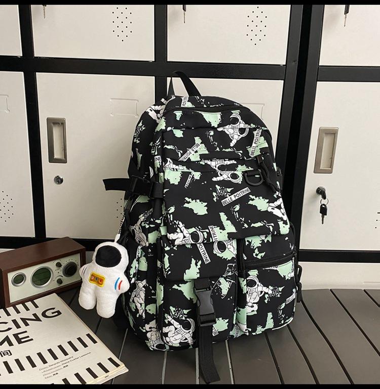 School bag large capacity multi-compartment tide cool junior high school students design sense versatile personality graffiti back