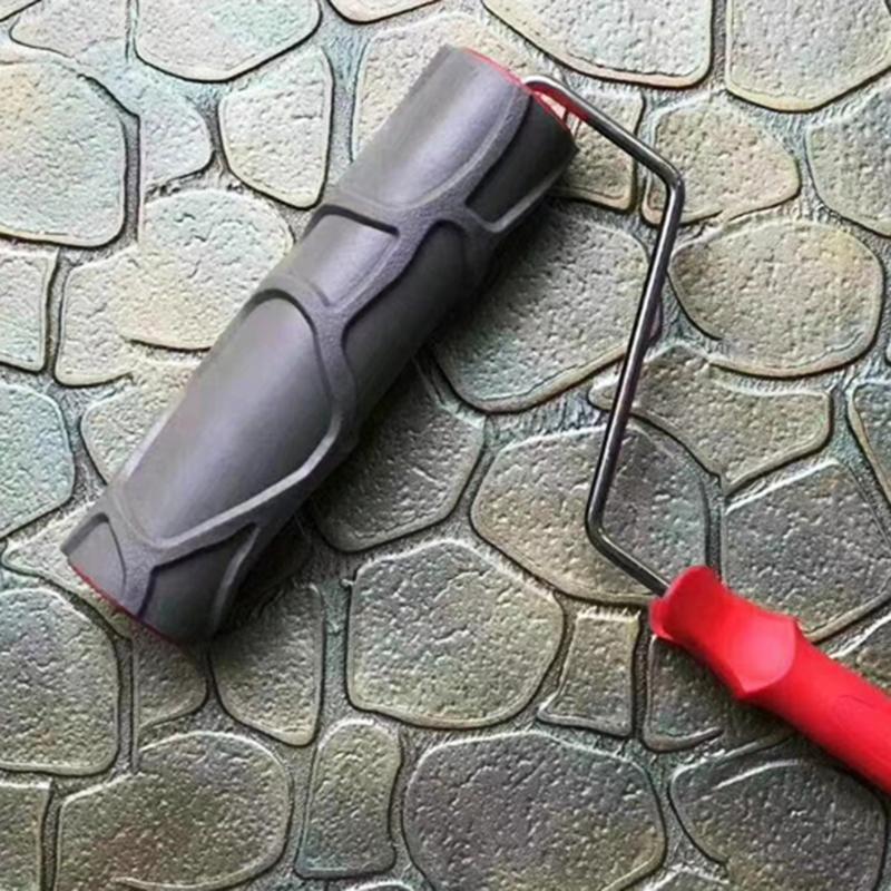 Household DIY Paint Roller Embossing Stencils Art Brush Construction Tool Brick Roller for Wall Paint Texture Rolling Flower