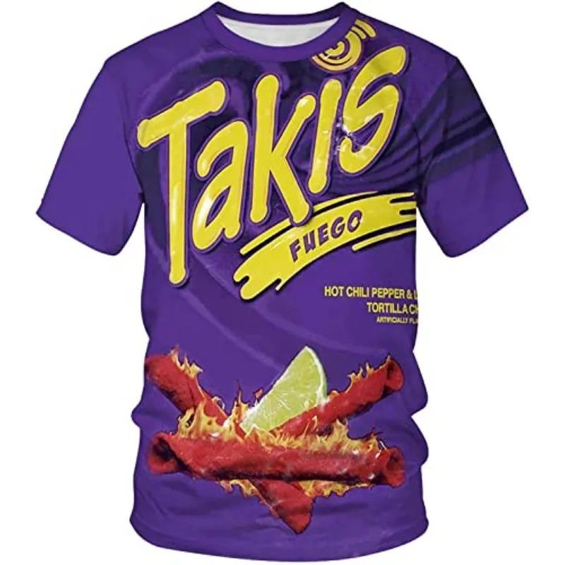 Men's 3D T Shirts Personalized Food Noodles Cheetos Chicken Takis Tops Street Casual Oversized T-Shirts Pullover
