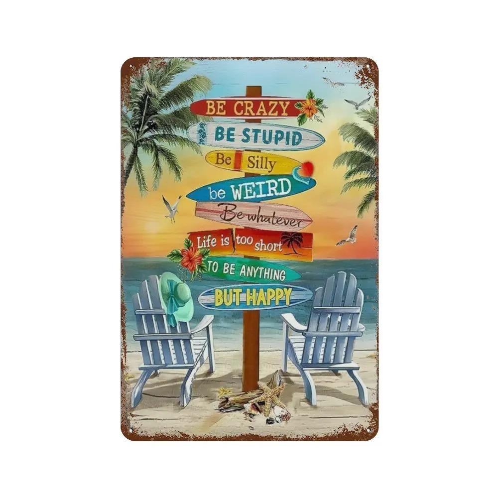 Vintage Metal Tin Signs Poster Hawaii Beach Party Poster Surfing Paradise for Beach Bar Cafe Club Home Room Wall Decor