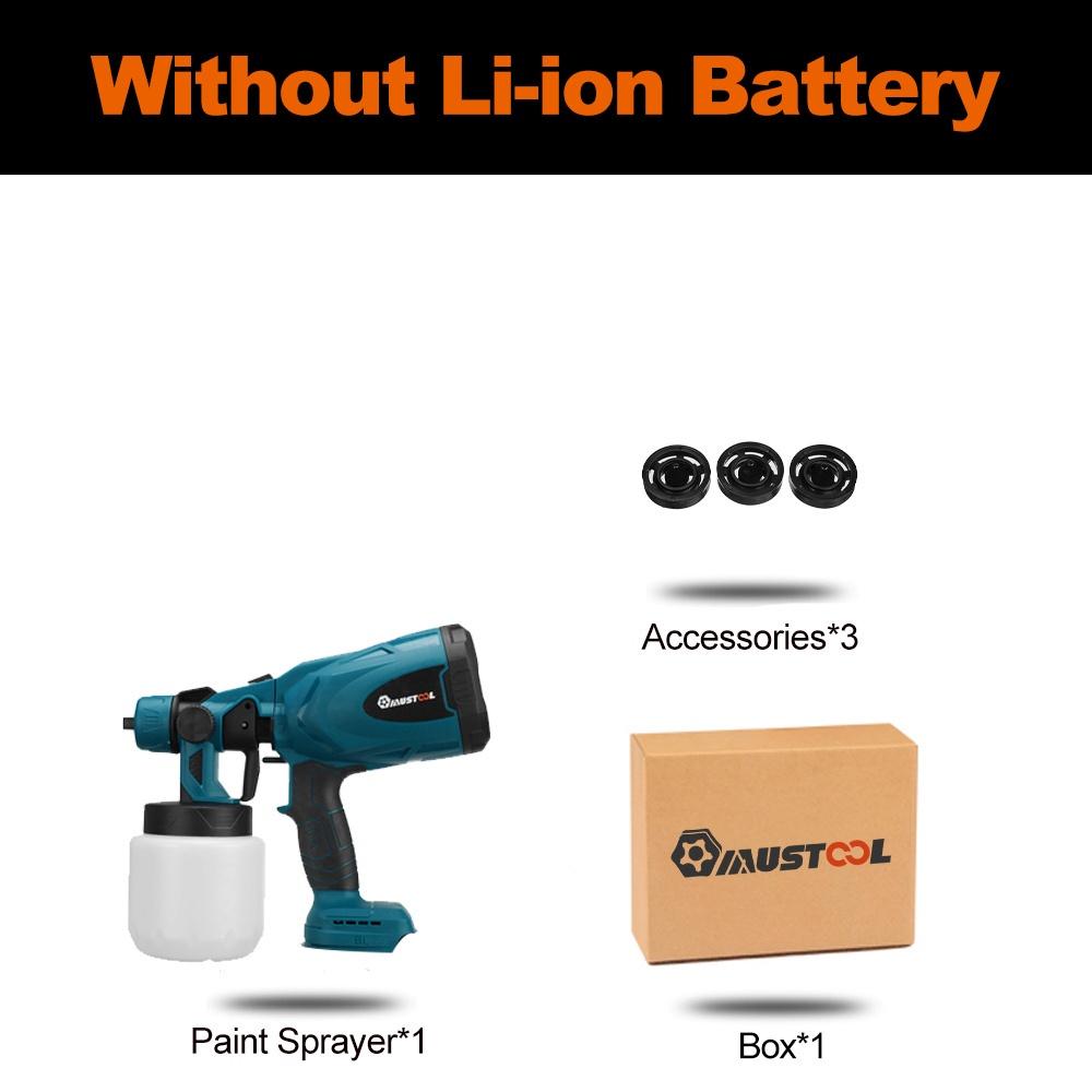 

1500 Вт 800 мл 88 В беспроводной электрический краскопульт с 3 насадками, регулятор потока, аэрограф, мощный распылитель краски для Makita 18 В Only machine