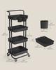 SONGMICS 4-Tier Storage Trolley, Rolling Trolley with Handle, 2 Small Organisers, Steel Frame, Steel Baskets, Utility Cart, Easy Assembly
