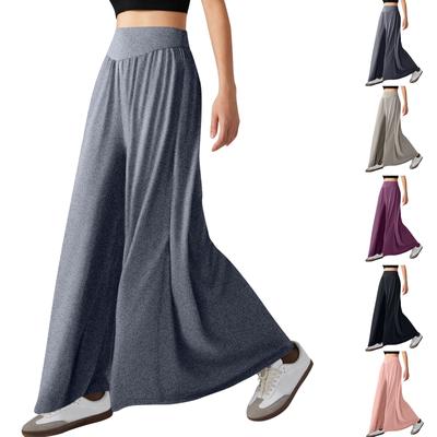 Women's Elastic Waist Minimalist Style Pants Wide Leg Pants Draped Casual Pants