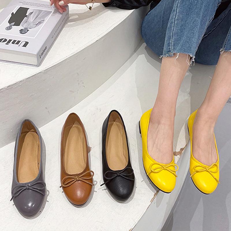 Fashion 4 Color Women Bow Flats Plus Size 35-43 Shoes Ladies Round Toe Pregnant Loafers Comfy Soft Bottomed Moccasins Femme Roll-Up Shoe