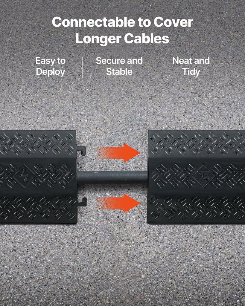 Drop Over Cable Cover, 7,938 kg/Axle Load Capacity, Heavy Duty Cable Hose Protector Ramp, Floor Cord Cover, for High Walking Traffic Areas, Indoor,