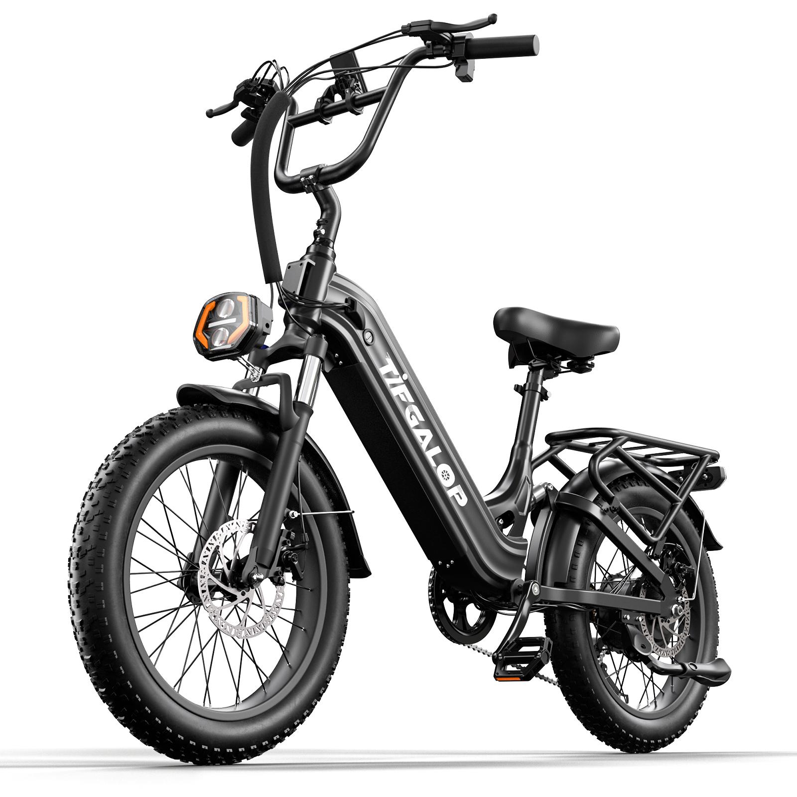 Bicicleta Eléctrica Todoterreno TIFGALOP XC20 Batería 48V20AH Motor 500W Neumáticos Gordos de 20 Pulgadas Bicicleta Eléctrica Urbana Para Desplazamientos Con Asiento de Remolque negro