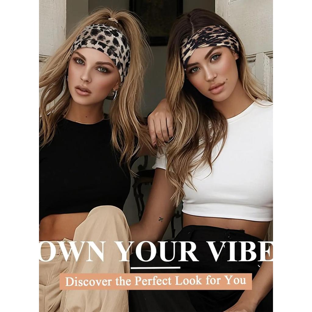 4-Piece Women's Hairband Set: Wide and Narrow Elastic Bohemian-Style Tie-Dye Bow Hairbands, Retro Style