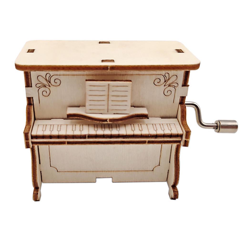 Wood Hand Cranked DIY Music Box Game Music Theme Christmas Gift