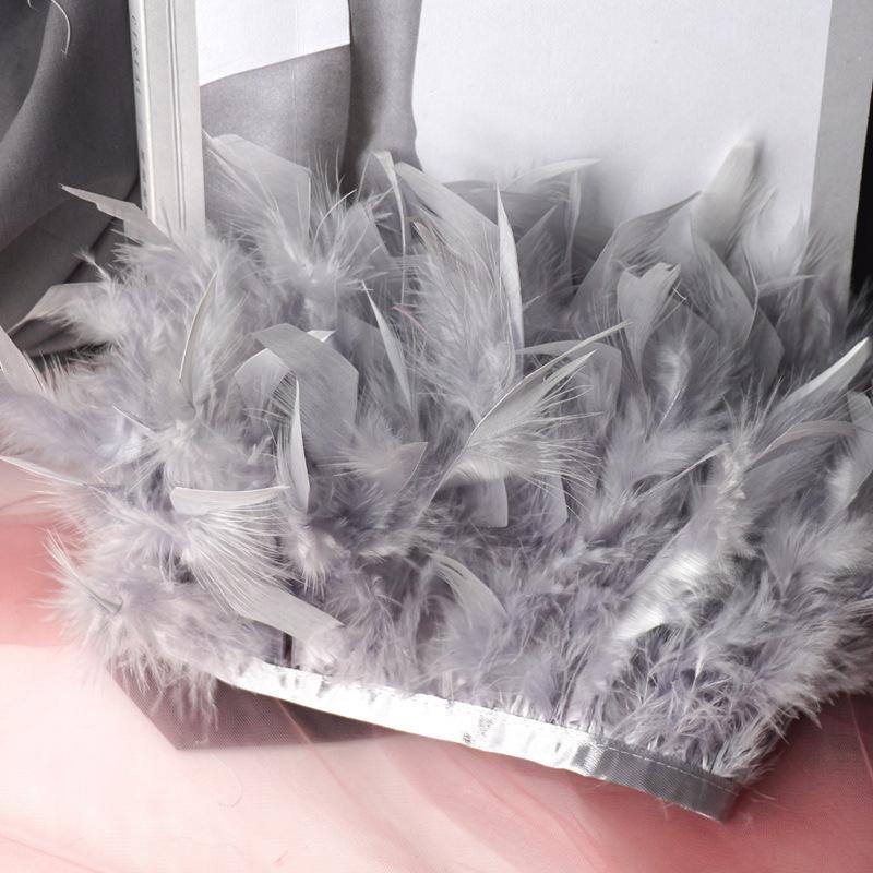 Long Turkey Top Feather Cloth Strip Fire Piece Cloth Edge Stage Performance Clothing Accessories Skirt Diy Decorative Materials