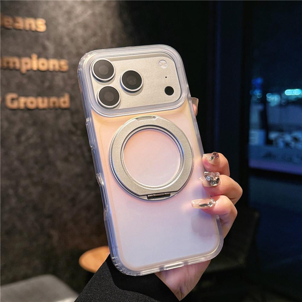 Applicable to iphone17pro rotating bracket mobile phone case Apple 17promax laser gradual change anti-drop magnetic case