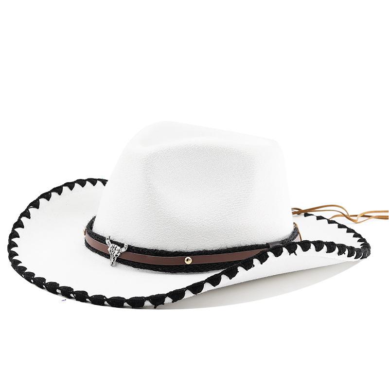 European and American men's and women's crimped cowboy hats spring and autumn new peach heart top woolen hat cow head top hat