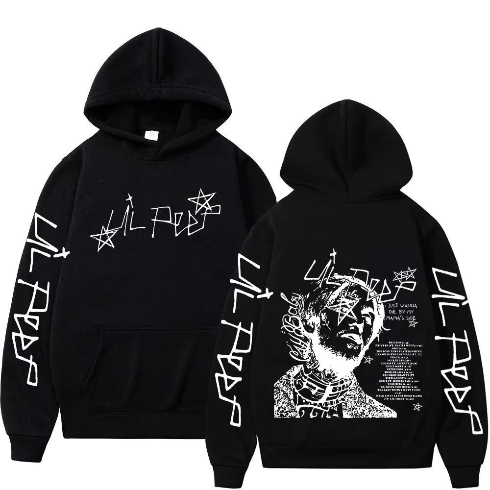 Rapper Lil Peep Hoodies Fan Geschenke Herren Damen Kleidung Vintage Hip Hop Oversized Sweatshirt Lässig Vintage Bedrucktes Sweatshirt M black