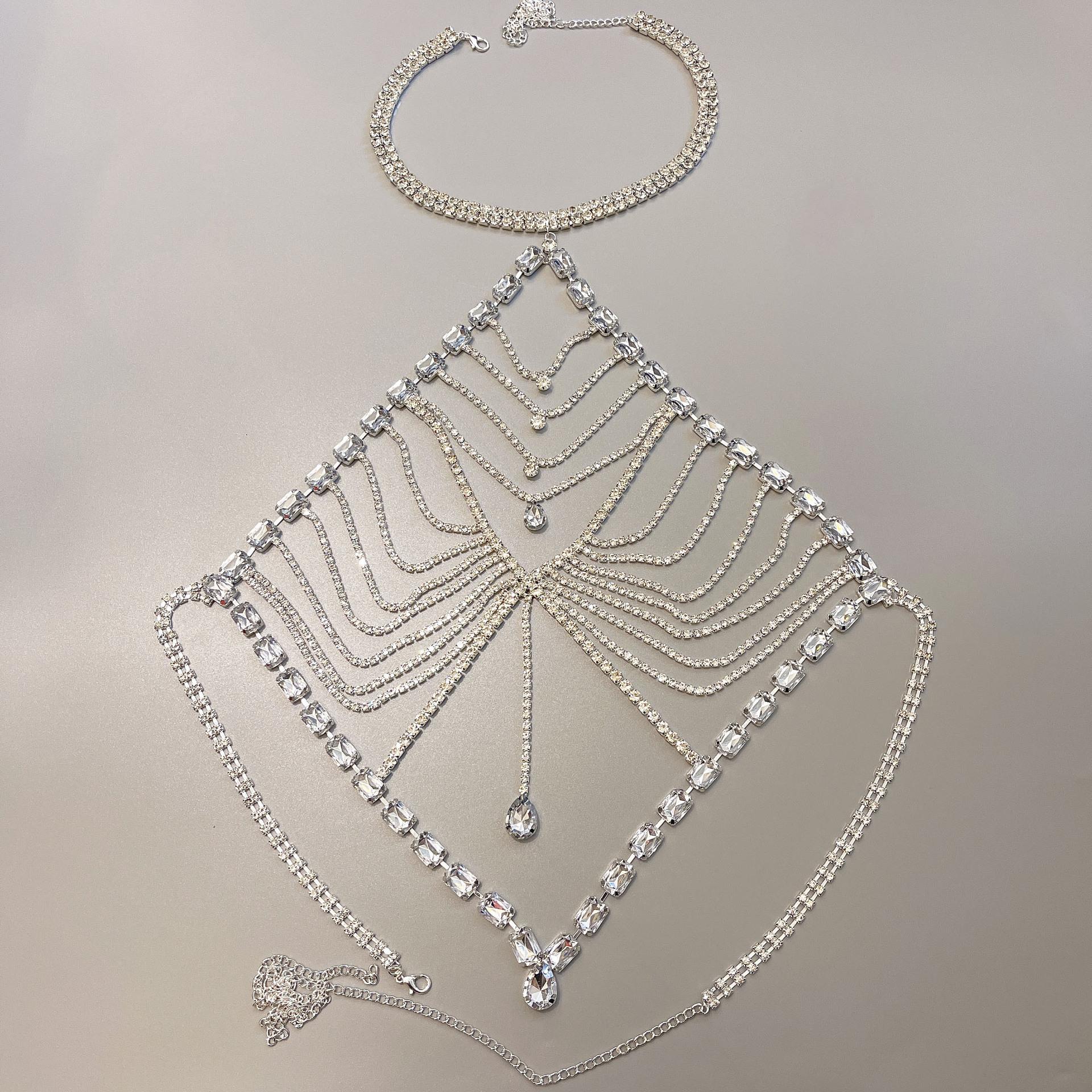 

Sexy Beach Accessories Rhinestones With Diamonds Big Peach Heart Flow Su Body Chain Bra Accessories