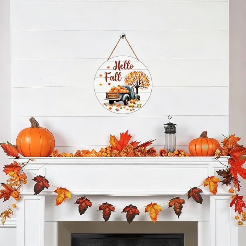 Fall Door Sign Wooden Autumn Pumpkins Door Hangers Maple Wall Decors for Outdoor Porch Wall Fall Harvest Hanging Decorations