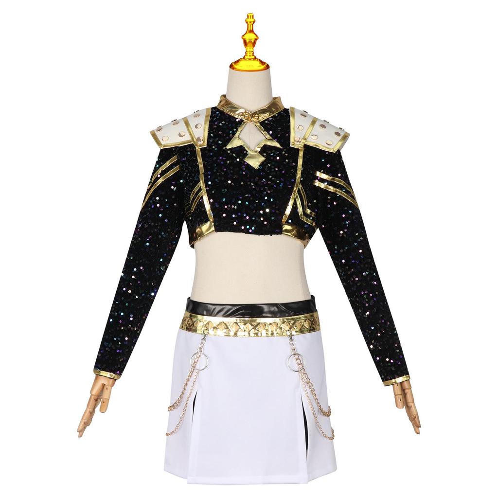 Demon Hunter Witch K-POP Anime Cosplay Costume - Black Gold Style