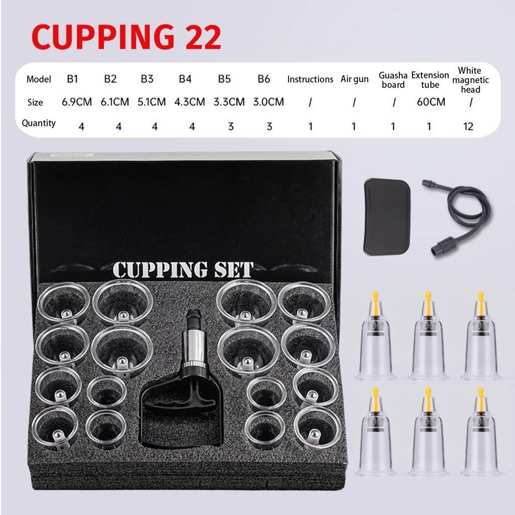 12/22 Cups Cupping Set for Massage Chinese Cupping Kit with Hand Pump Suction Cup Set High-quality Vacuum Cupper