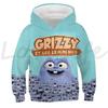 Children's Sunlight Grizzly Bear Hoodies Kids Casual Sweatshirts Boys and Girls Tops Grizzy and the Lemmings Pullovers Autumn