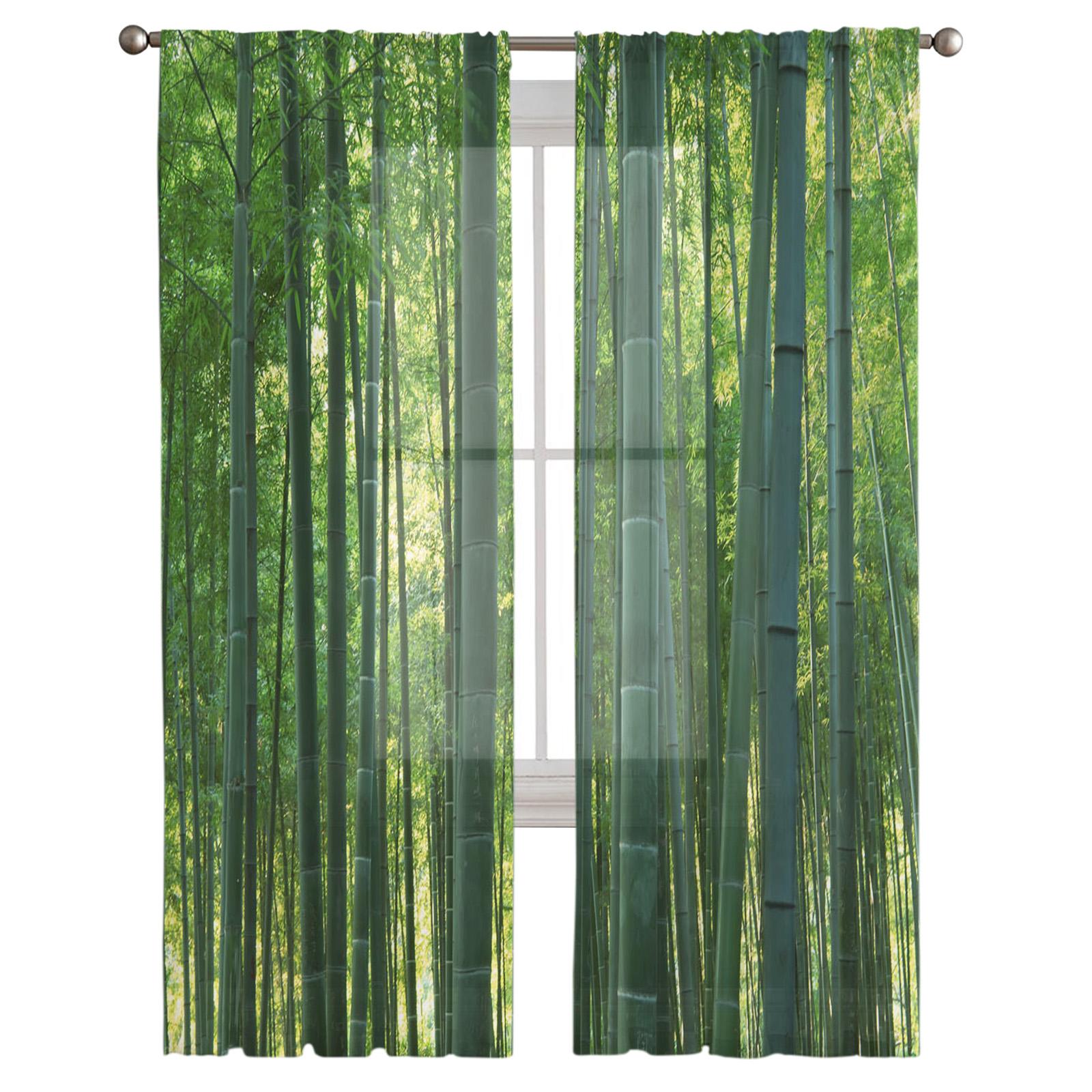 Крытые Тюлевые Шторы Бамбуковый Лес Зеленый Девушки Спальня Изысканная Вуаль Шторы — фото 3