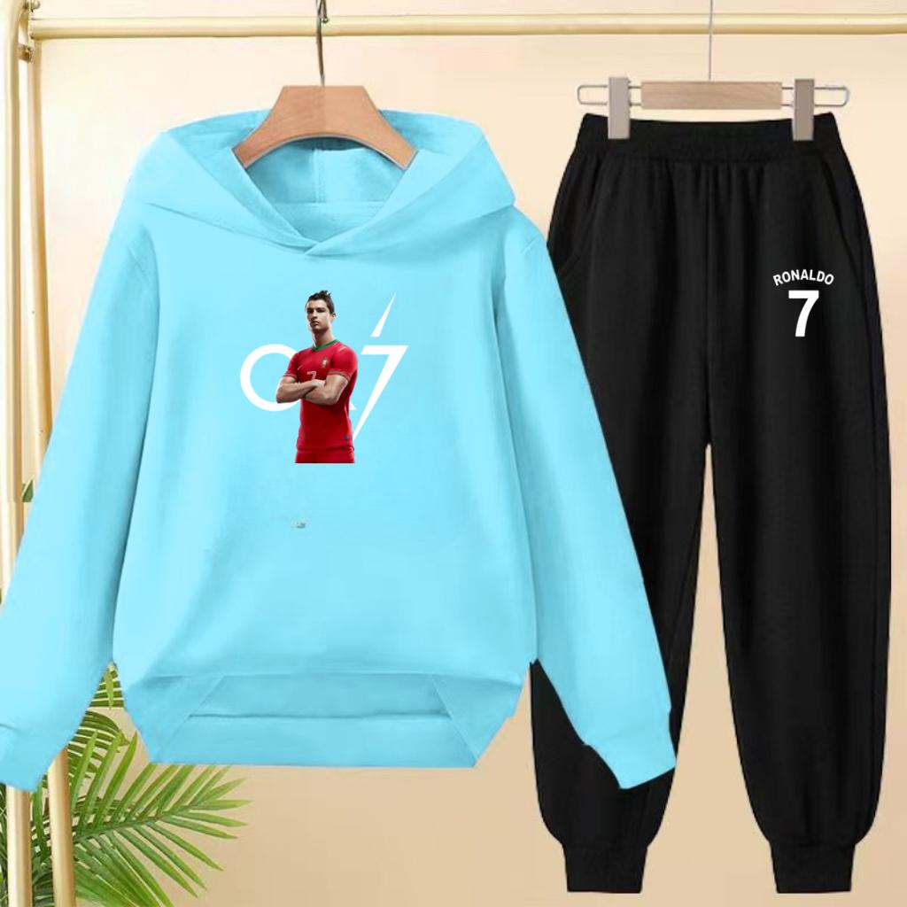 A Loose and Casual Sportswear Set of Hooded Sweatshirts and Trousers for Children, Suitable for Boys and Girls Aged 3 To 13