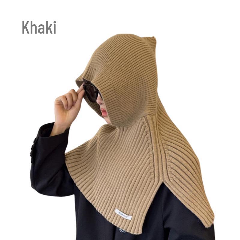 Warm Knit Hooded Shawl: Autumn/Winter Windproof Wool Pullover Hat