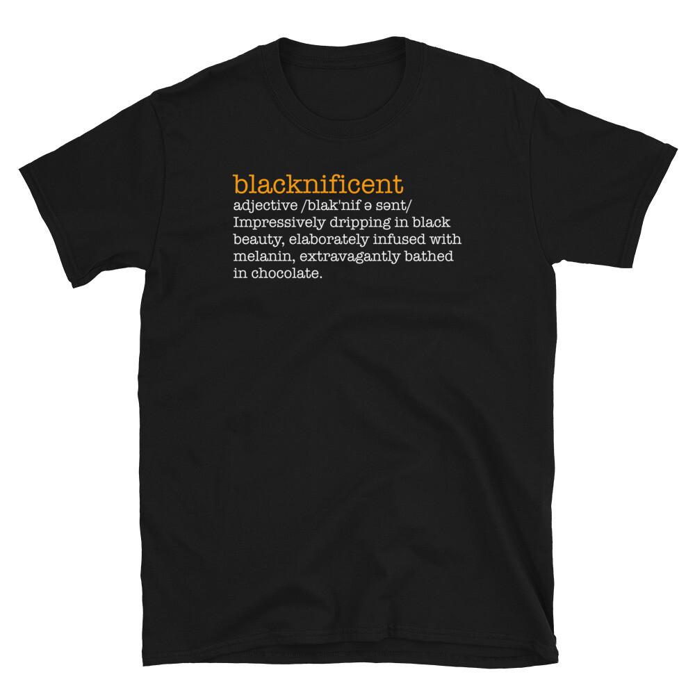 

Black Pride Blacknificent Adjective Definition Short-Sleeve Unisex T-Shirt L
