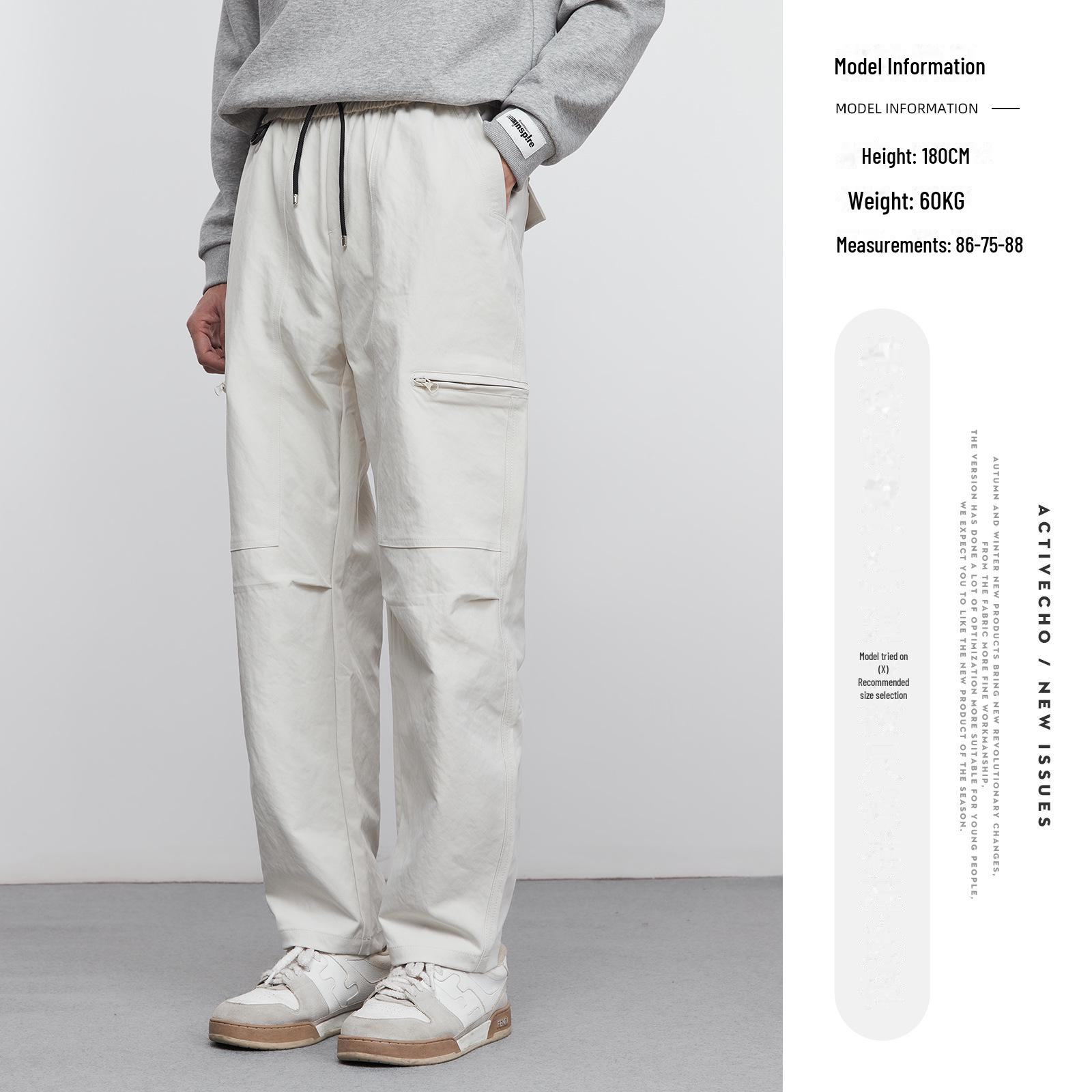 

Мужской быстросохнущий повседневный комбинезон Yizhi: Брюки свободного кроя весна/осень 2025 M грязно-белый
