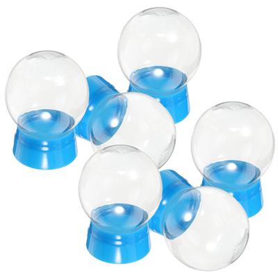 6pcs Clear Plastic Snow Diy Christmas Water 270Ml Blue Screw-Off Cap Jar For Craft Decor Home Office Wedding Favor Keepsake