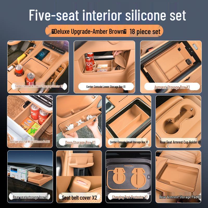 AITO M8 Car Interior Silicone Protector Set - Central Control & Cup Holder Accessories