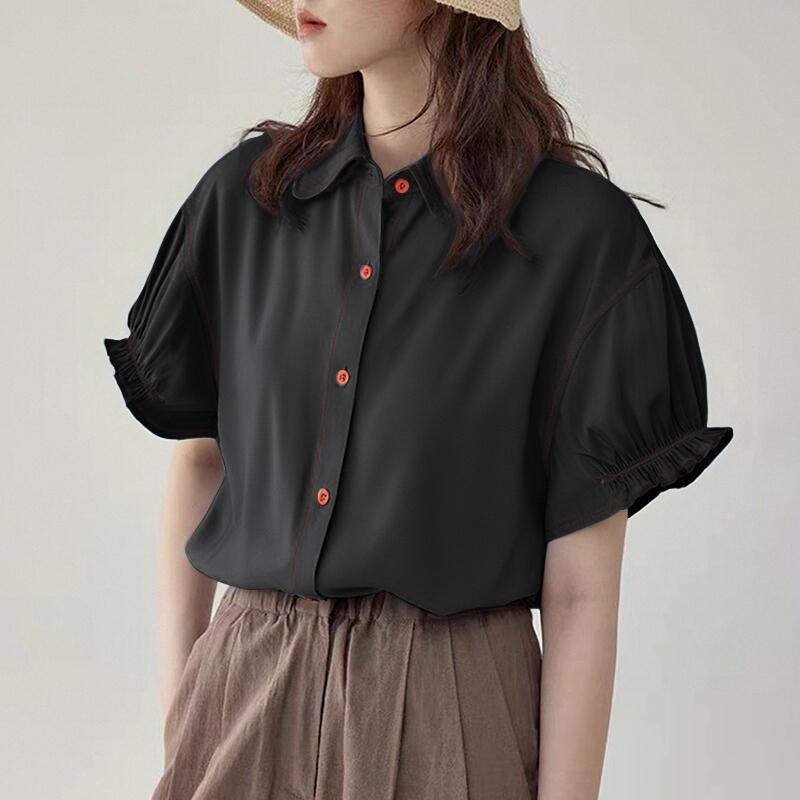 

ZANZEA Womens Summer Puff Short Sleeve Casual Button Blouse XL