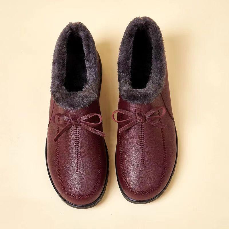 Leather mother shoes 22 winter velvet cotton shoes leather shoes soft sole warm medium grandma non-slip 41 красный 3390₽