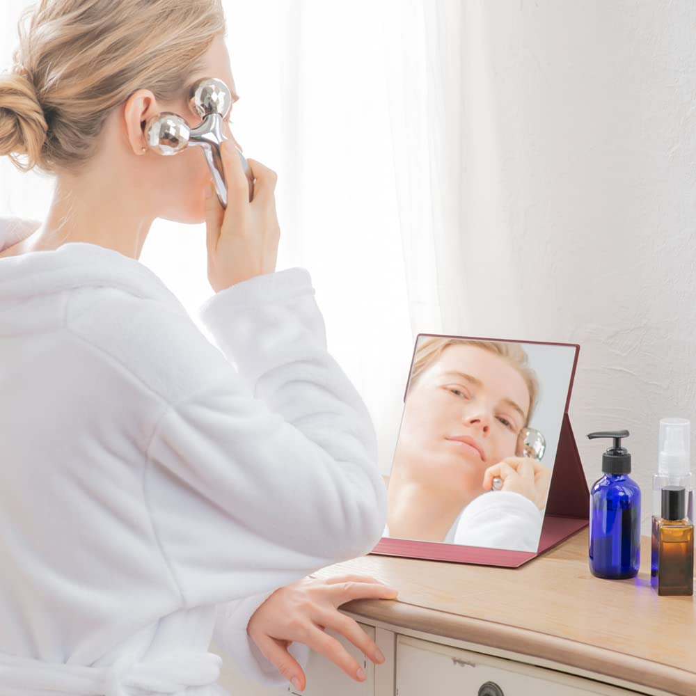 HORIUCHI MIRROR Napure vikbar spegel L-storlek Bordeaux sminkspegel födelsedagspresent