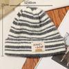 Autumn And Winter  Striped Versatile Korean Style  Large Head Circumference Wool Knitted Hat Pullover Hat For Women