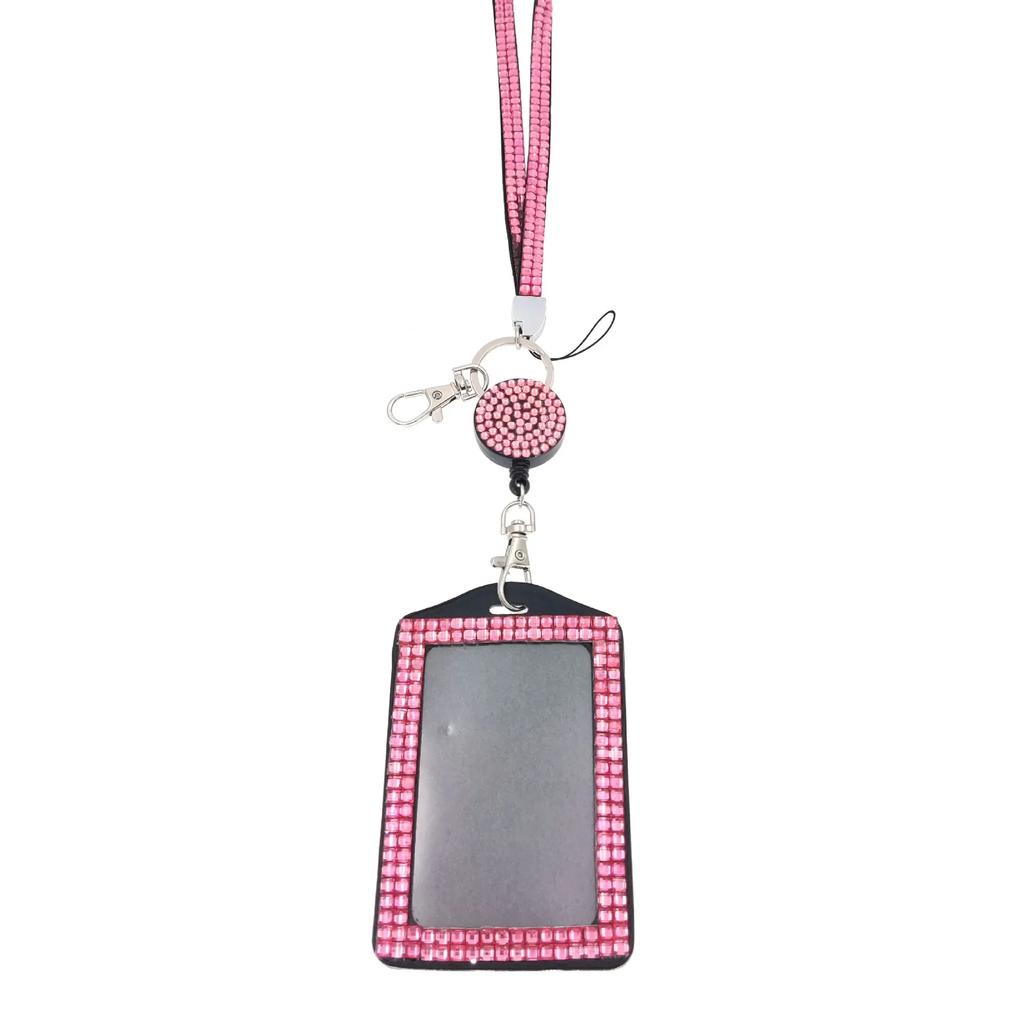 1 Stück modisches Kartenetui, Umhängeband für Damen, einziehbares Ausweishalter-Band, Halskette, Umhängeband für Mädchen, glänzend, leicht zu ziehende Schnalle, Kartenetui