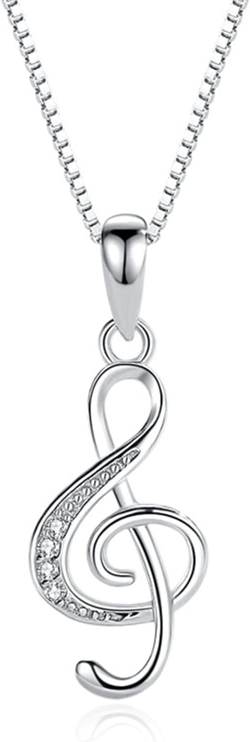 

Намисто 925 срібло цирконій скрипковий ключ музичний нотний мотив музичні ноти намисто ключиця ланцюжок намисто простий модний аксесуар [SUNYOBAO]