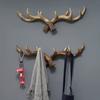 Nordic Vintage Deer Horn Decorative Hook Wall Hanging Clothes And Hats Hook High-End Living Room Decor Antler Resin Statue Craft
